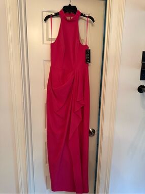 Posh Couture Hot Pink Halter Maxi Dress